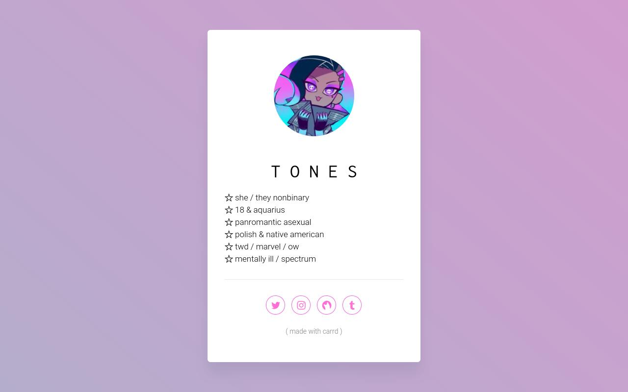 Carrd profile picture for @tones